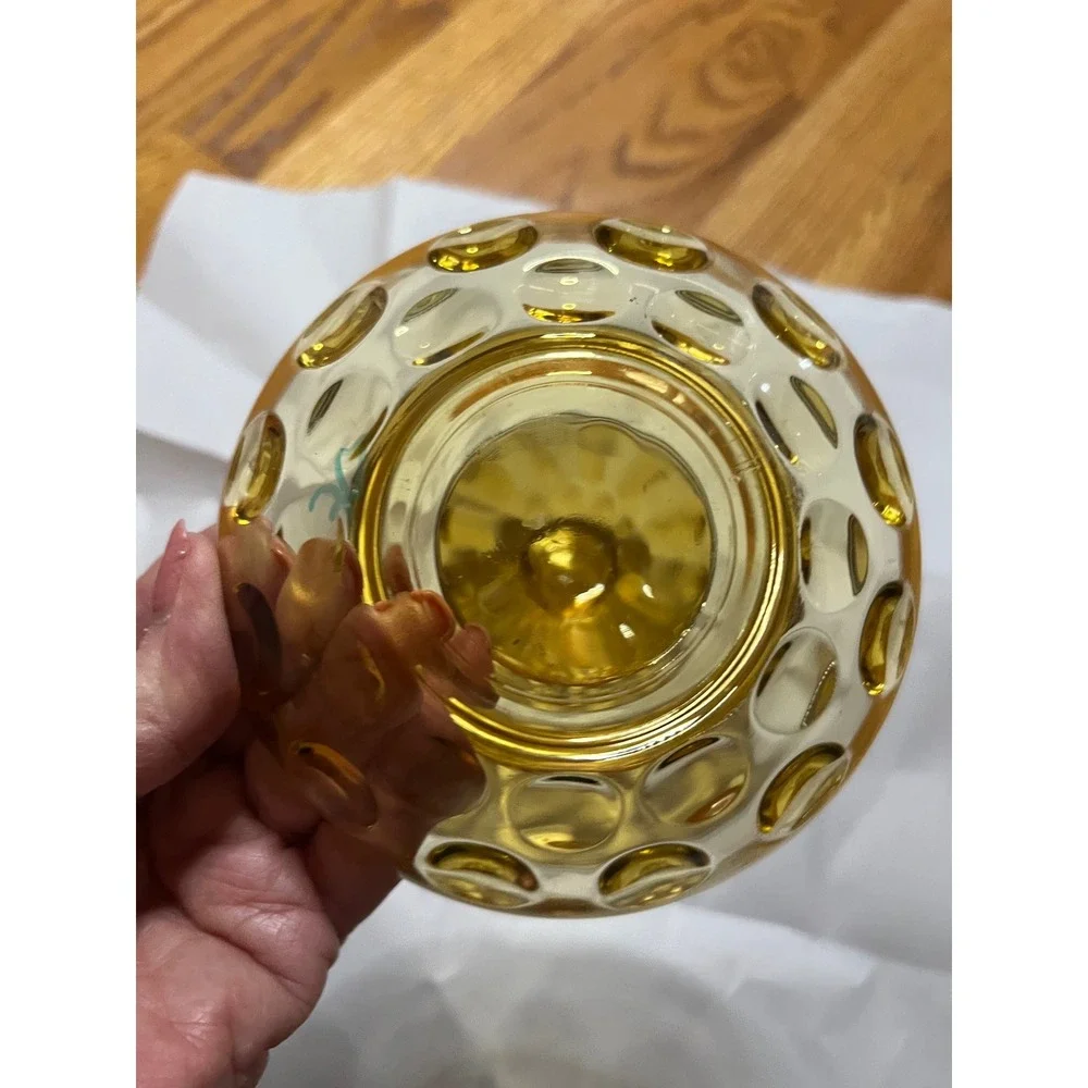 Set of 4 Vintage Hazel Atlas Capri Dot Amber Glass Bowl Dip Bowls